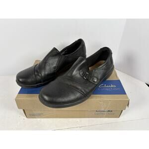 Clarks Women's Carleigh Pearl Loafer Size 8 Black Leather Brand New